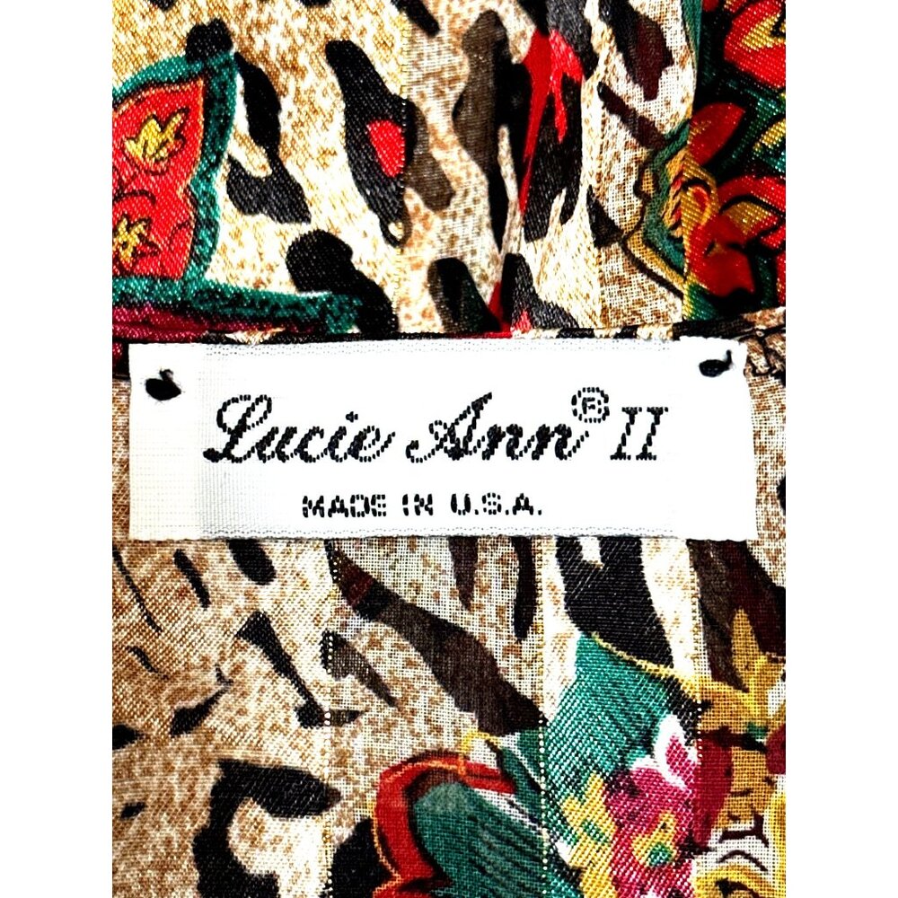 Lucie Ann II Vintage Sheer Open Front Kimono Sleeve Blouse Floral Animal Print B - Picture 6 of 6